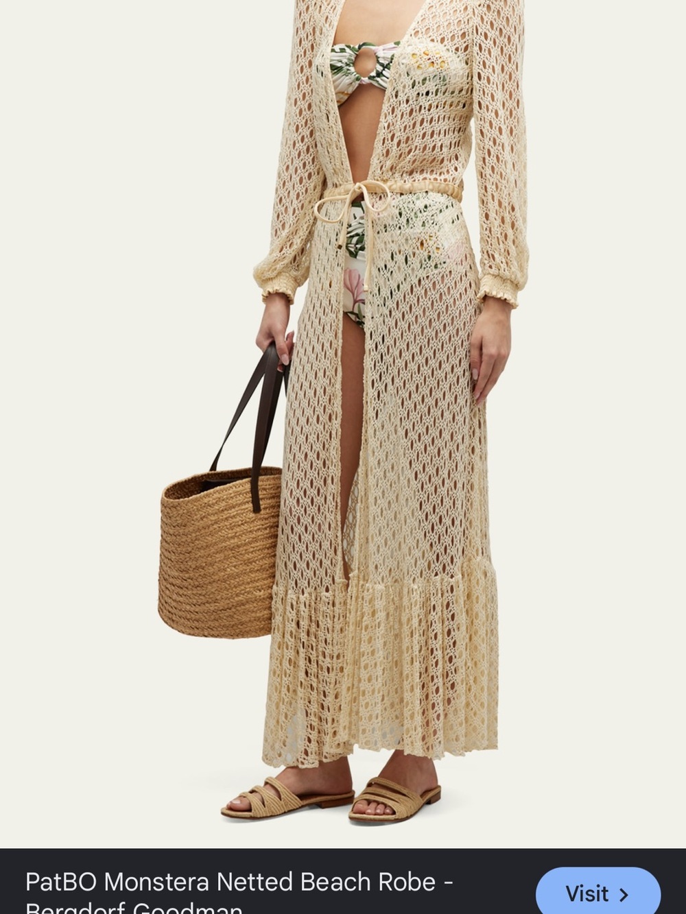 PatBO Cream Open-Knit Maxi Beach Cover-Up